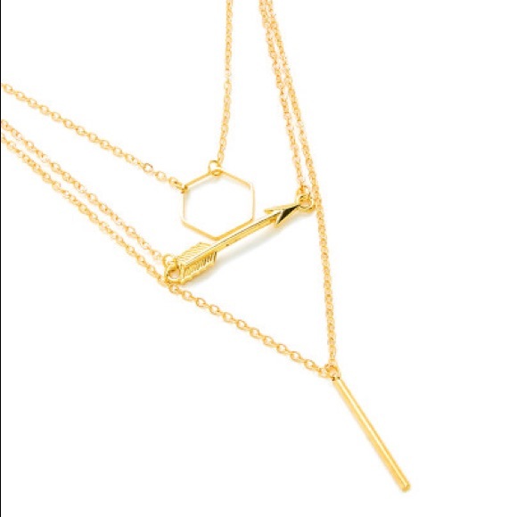 Hexagon Layered Necklace - Picture 3 of 3